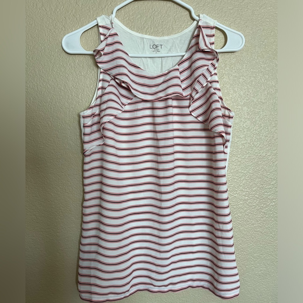 Loft white with pink strips sleeveless top